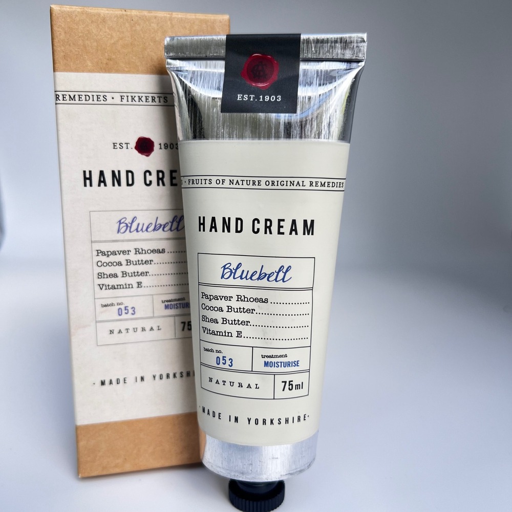 Fikkerts Fruits of Nature Bluebell Hand Cream 75ml Moisturise Made in Yorkshire